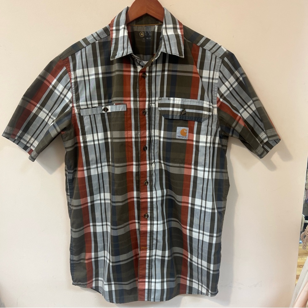 Carhartt Plaid Shirt Mens M Multicolor Force Relaxed Fit Short Sleeve Workwear‎